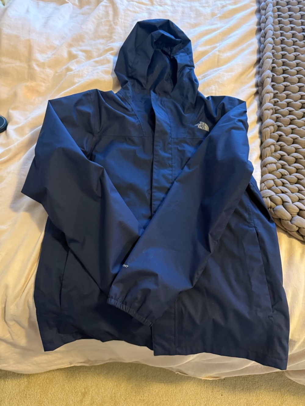 The North Face Girl's XL Navy Waterproof Hooded Rain Jacket